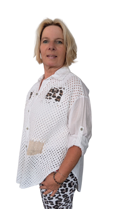 Bluse "Leo patches" weiß