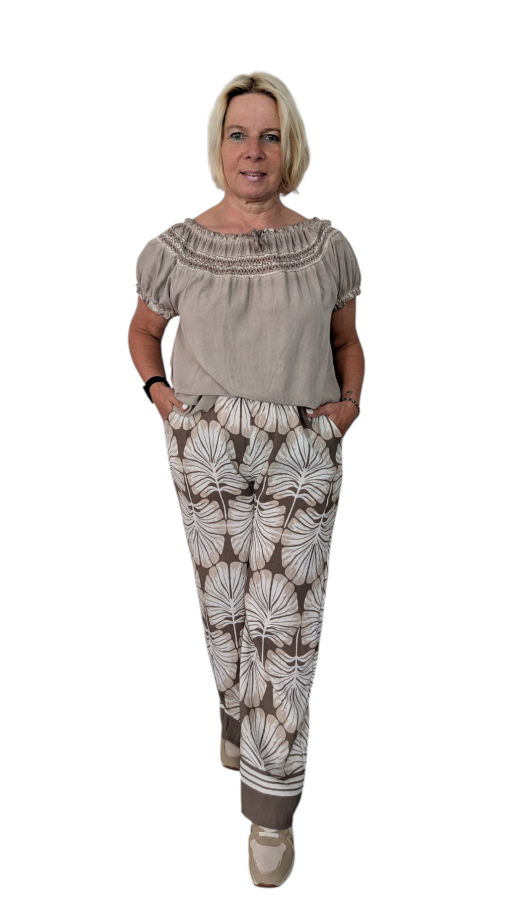 Hose "Palm" in cappuccino-braun-creme