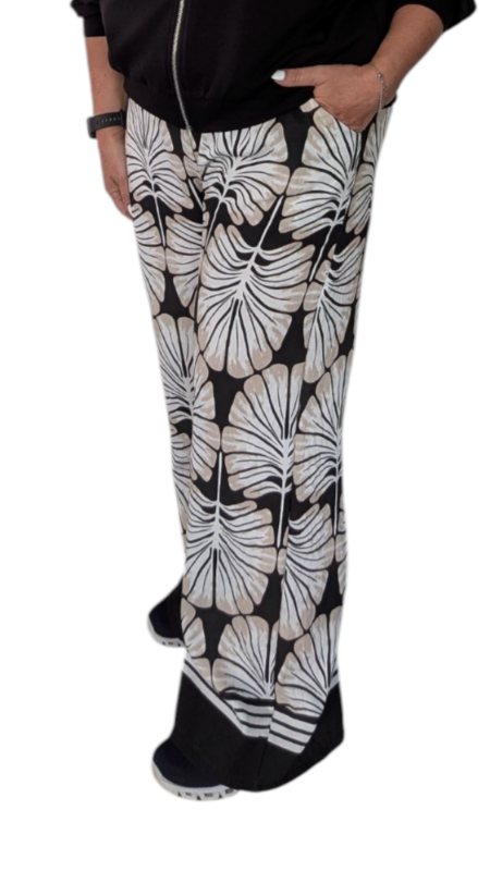 Hose "Palm" in schwarz-creme