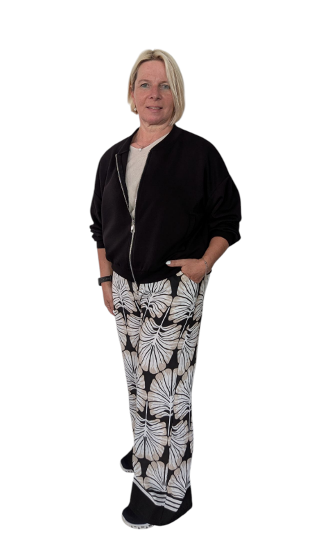 Hose "Palm" in schwarz-creme