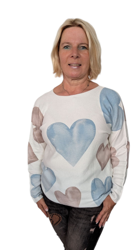 Pullover "Cuore" jeansblau beige