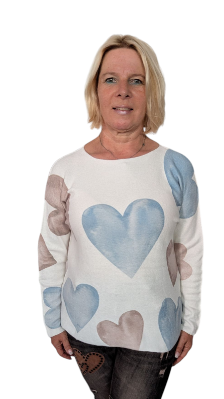 Pullover "Cuore" jeansblau beige