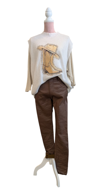 Leder Imitat Hose braun