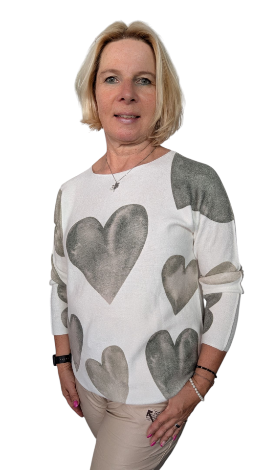 Pullover "Cuore" khaki creme