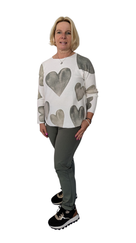 Pullover "Cuore" khaki creme