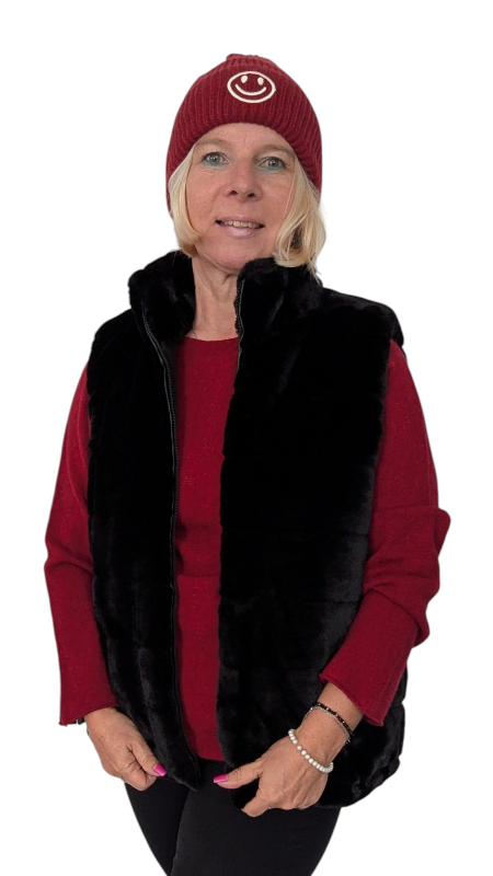 Webpelz-Weste "Alina" in schwarz L/XL