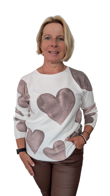 Pullover "Cuore" braun creme