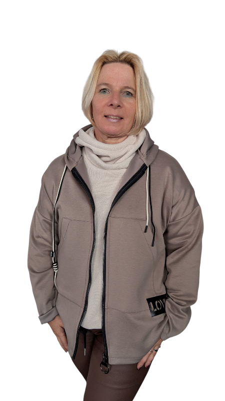 Kapuzenjacke "Love" taupe
