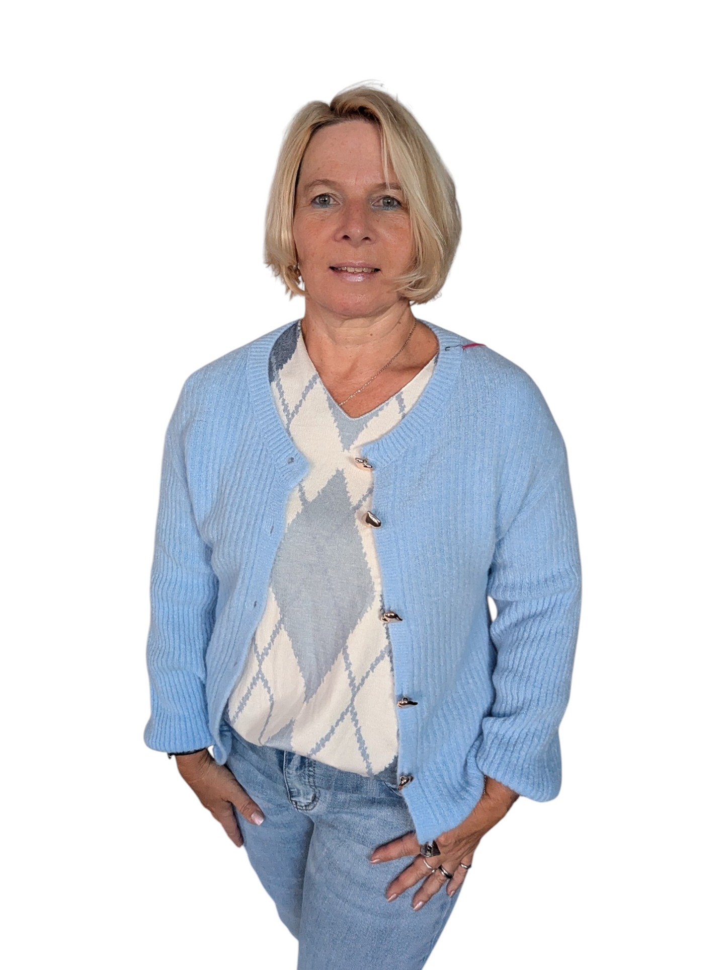 Strickjacke "Herz" hellblau