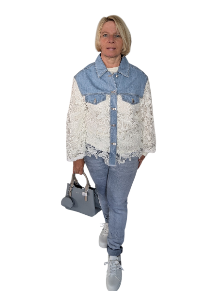 Jeansbluse "Spitze" L/XL