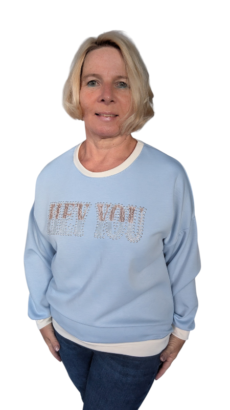 Sweatshirt "Hey You" hell blau
