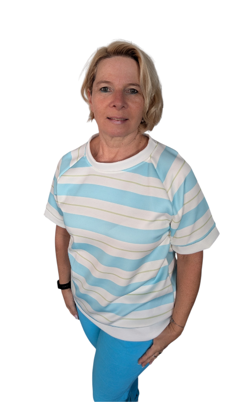 T-Shirt "Belinda" türkis weiß