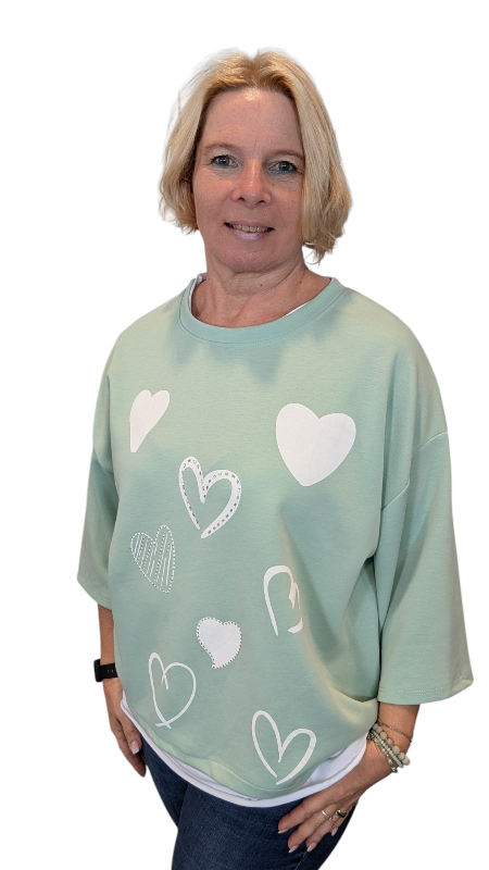 Shirt "8 Hearts" mintgrün