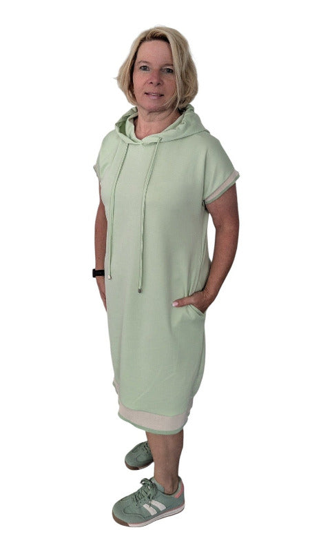 Kleid mit Kapuze "Jersey" salbei