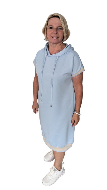 Kleid mit Kapuze "Jersey" hellblau