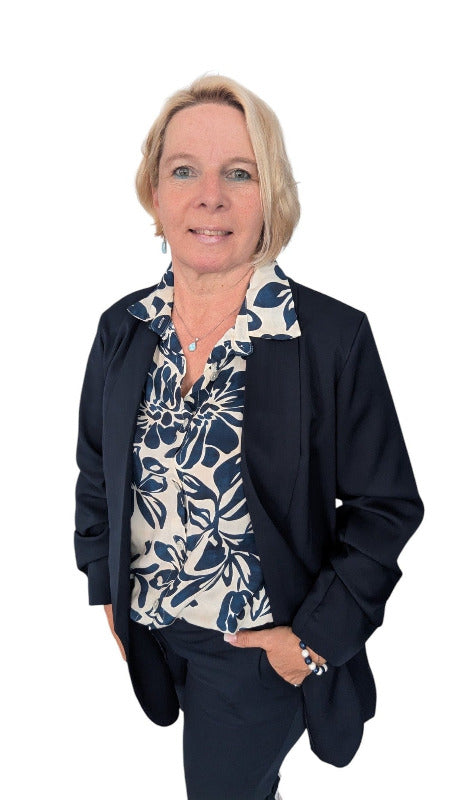 Bluse "Fiori" blau weiß