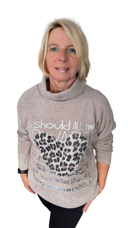 Shirt mit Schalkragen "Move" taupe