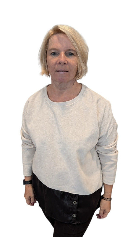 Shirt "Lives" in creme mit braun
