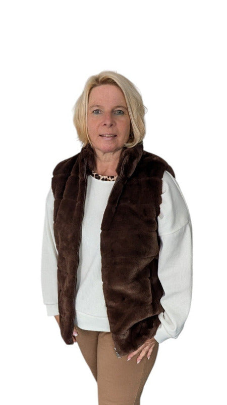 Webpelz-Weste "Alina" braun L/XL