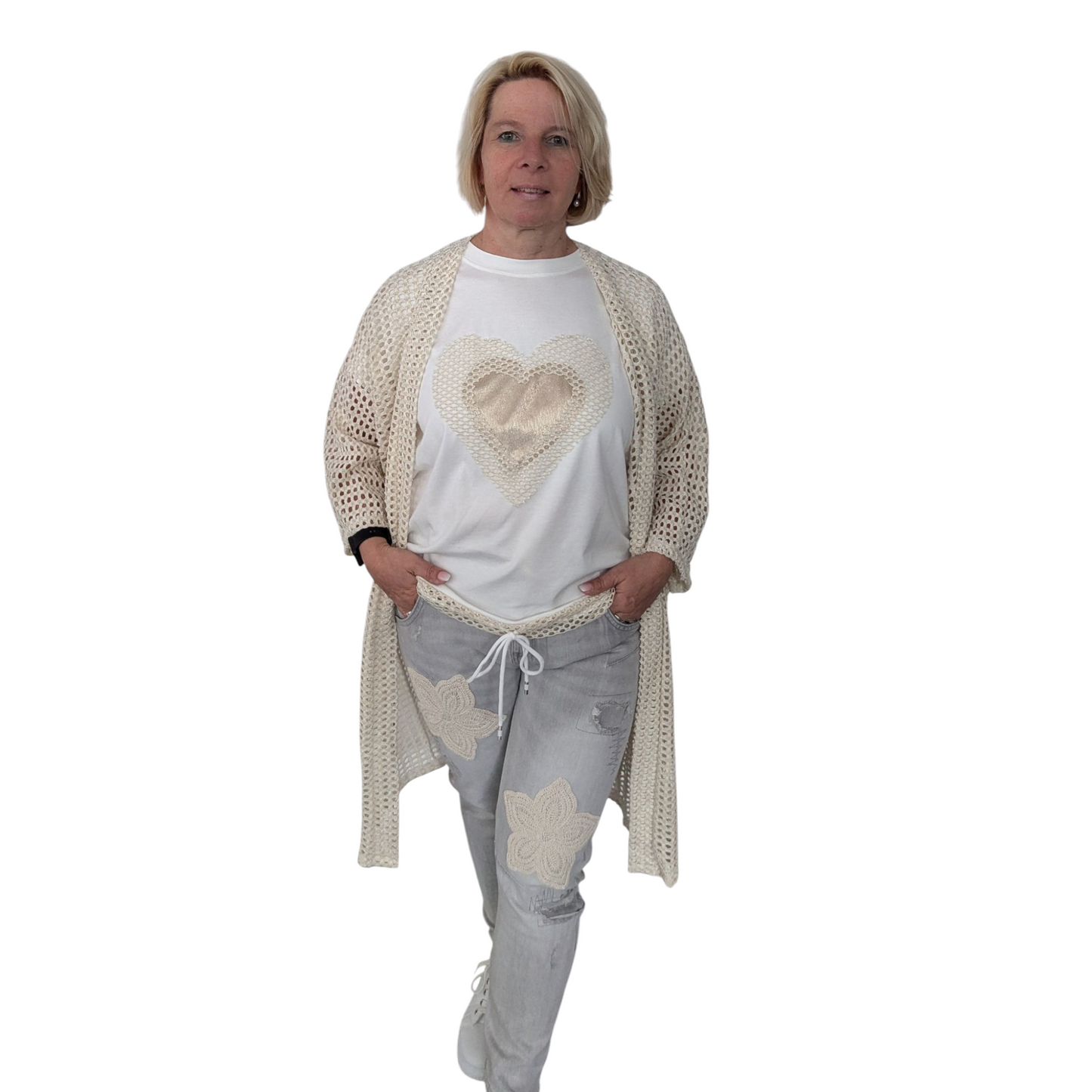 Jeans "Flower" von Sexy Woman Gr. M