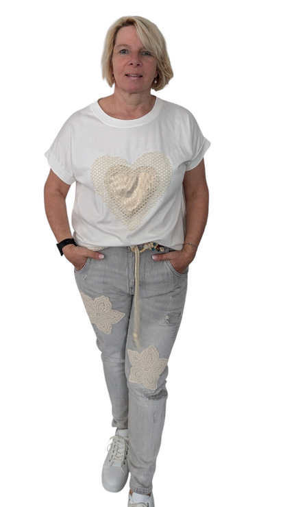 Jeans "Flower" von Sexy Woman Gr. M