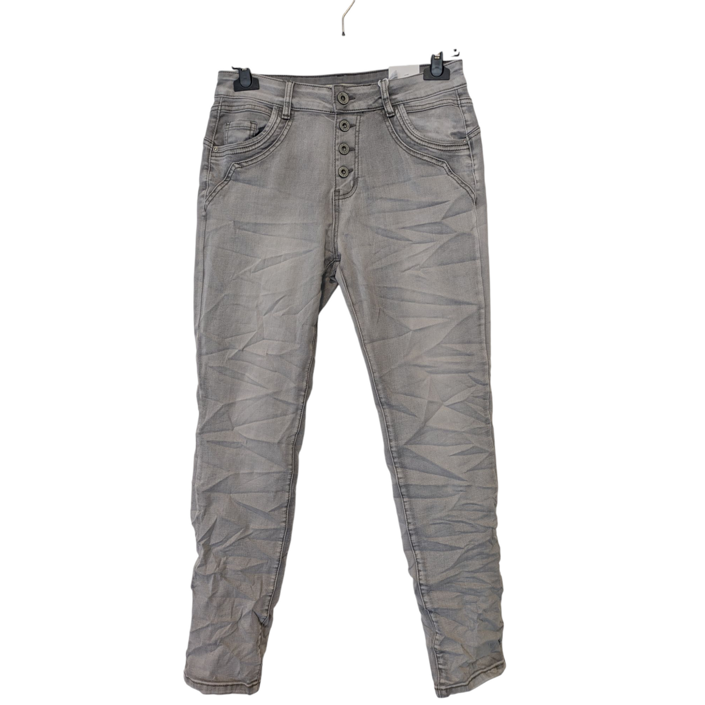 Jeans "Ariana" Karostar hellgrau mit Knöpfen