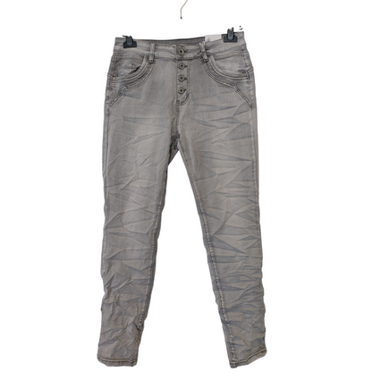 Jeans "Ariana" Karostar hellgrau mit Knöpfen