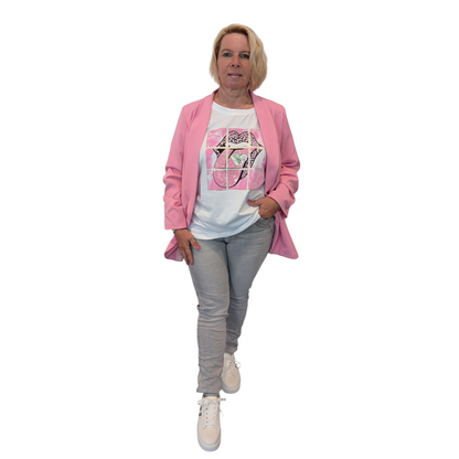 Jeans "Ariana" Karostar hellgrau mit Knöpfen