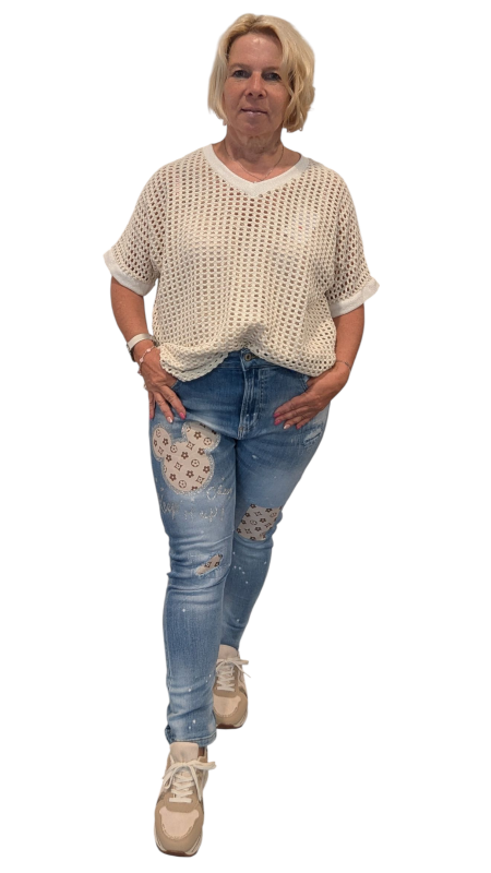 Löchriges Shirt "Alisa" in creme