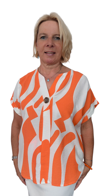 Bluse "Madagaskar" orange mit weiß