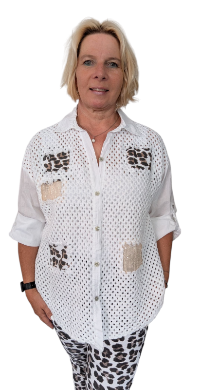 Bluse "Leo patches" weiß