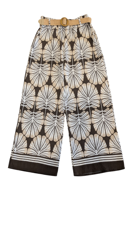 Hose "Palm" in dunkelbraun-creme