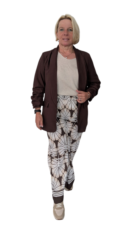 Hose "Palm" in dunkelbraun-creme