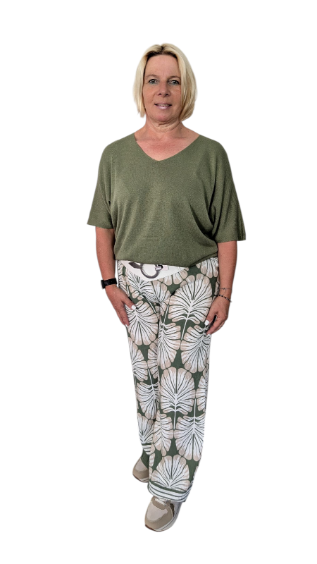 Hose "Palm" in khaki-creme