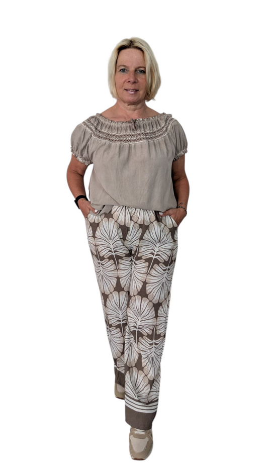 Hose "Palm" in cappuccino-braun-creme
