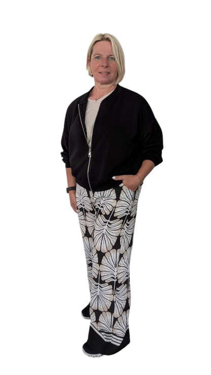 Hose "Palm" in schwarz-creme