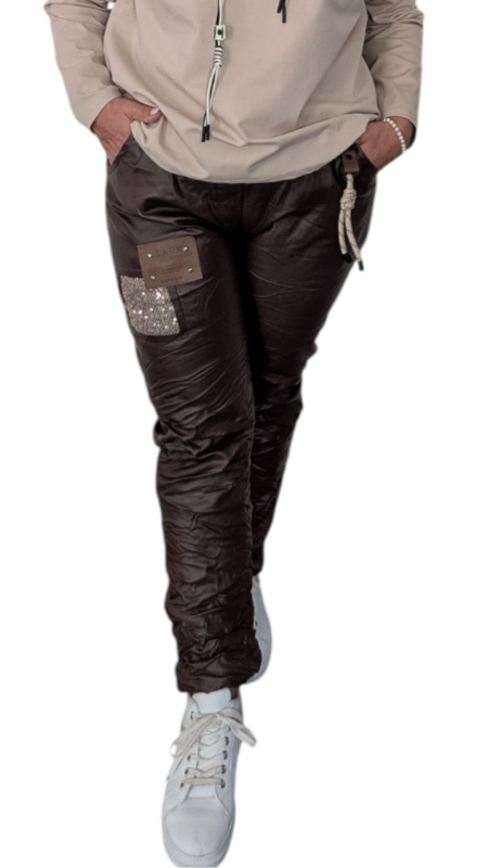 Joggpant Leder Imitat "Francesca" dunkelbraun