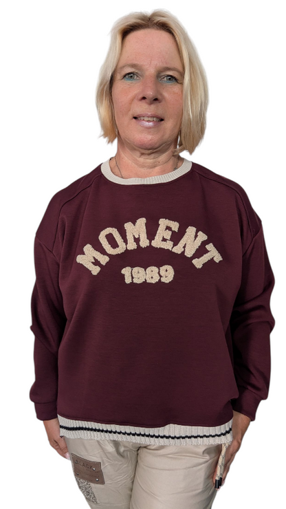 Sweatshirt "Moment" weinrot