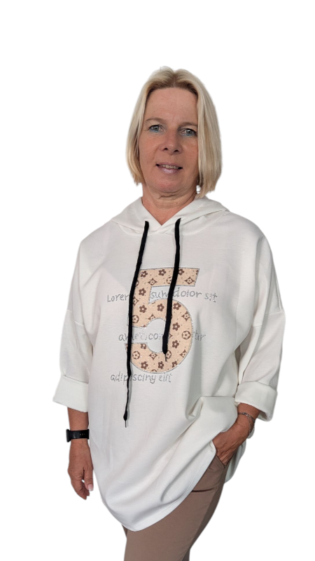 Hoody "5" in creme