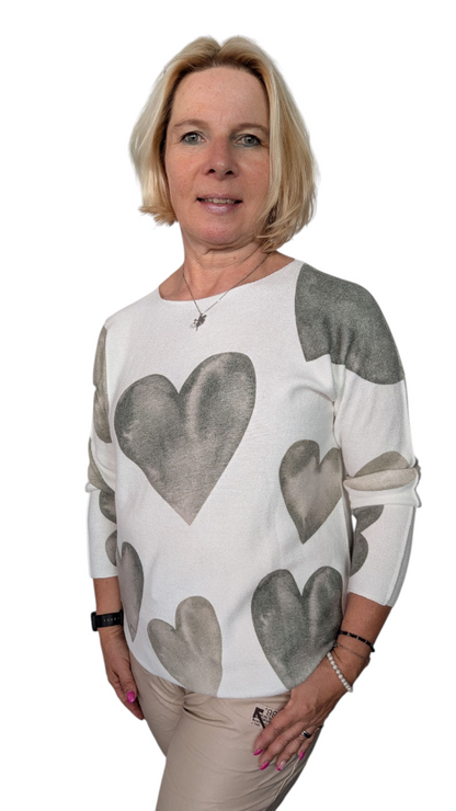 Pullover "Cuore" khaki creme