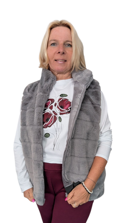 Webpelz-Weste "Alina" in grau L/XL