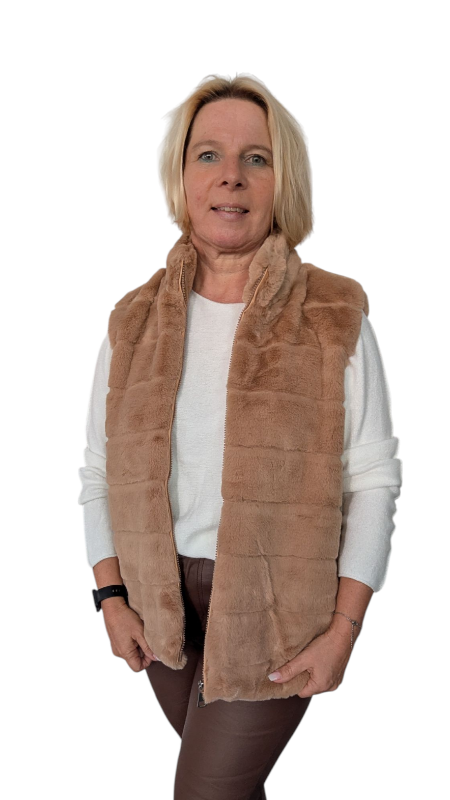 Webpelz-Weste "Alina" camel S/M
