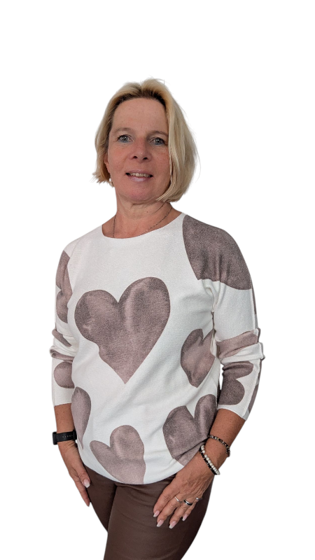 Pullover "Cuore" braun creme