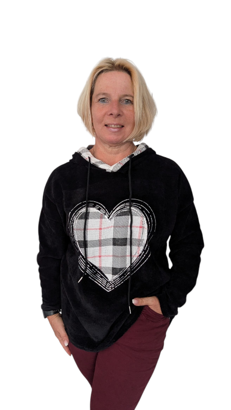 Hoody "Karo-Herz" schwarz
