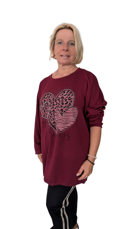 Sweatshirt "Love always" weinrot