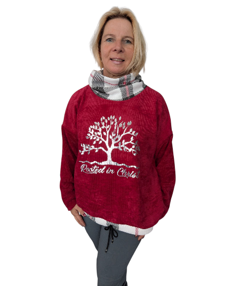 Sweatshirt "Rooted" weinrot