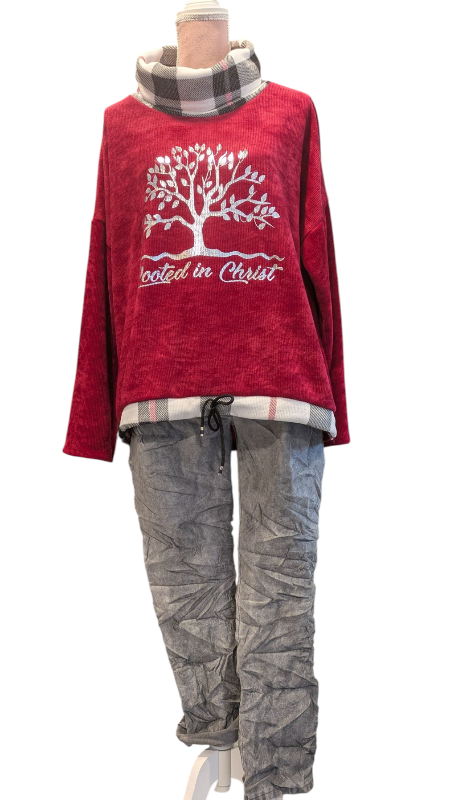 Sweatshirt "Rooted" weinrot