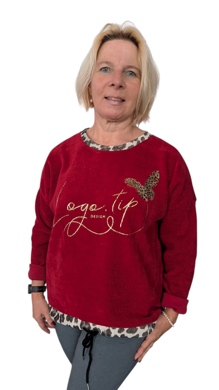 Pulli "Farfalle" weinrot