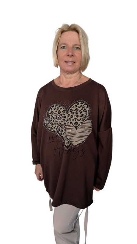 Sweatshirt "Love always" schokobraun