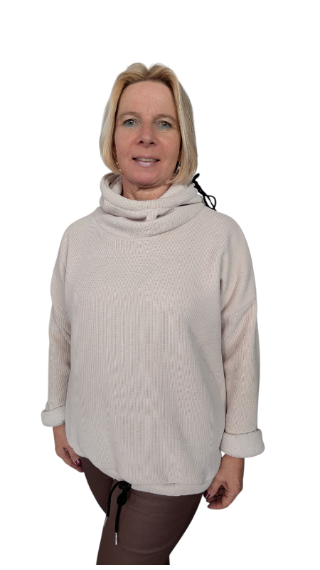 Sweatshirt "Cozy" creme mit Schalkragen